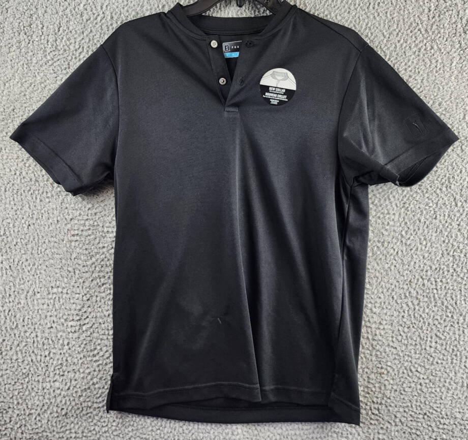 PGA TOUR Pique Golf Polo With New Casual Collar Men’s S Black Short Sleeves~