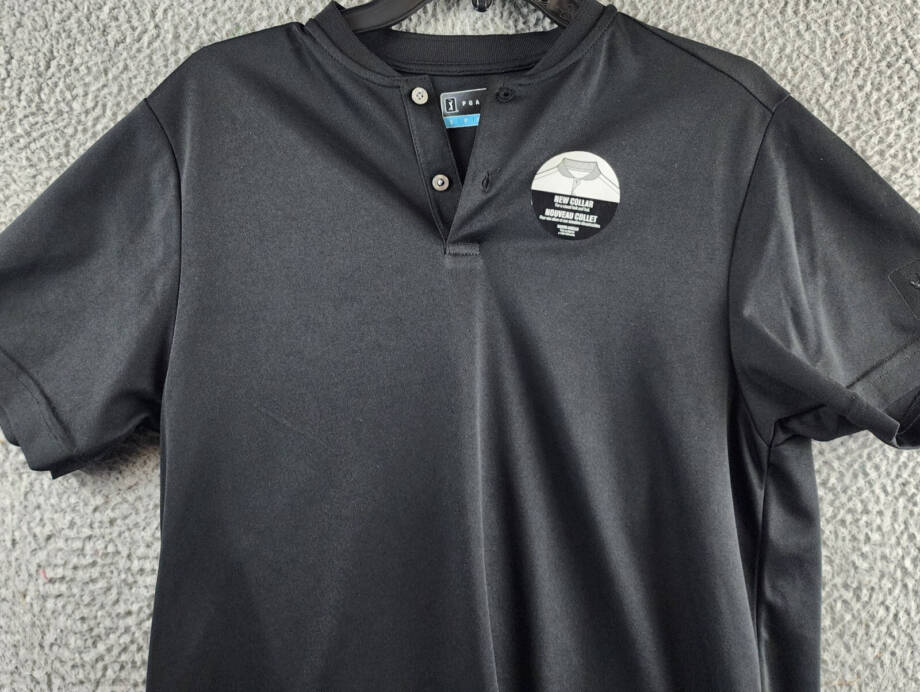 PGA TOUR Pique Golf Polo With New Casual Collar Men’s S Black Short Sleeves~