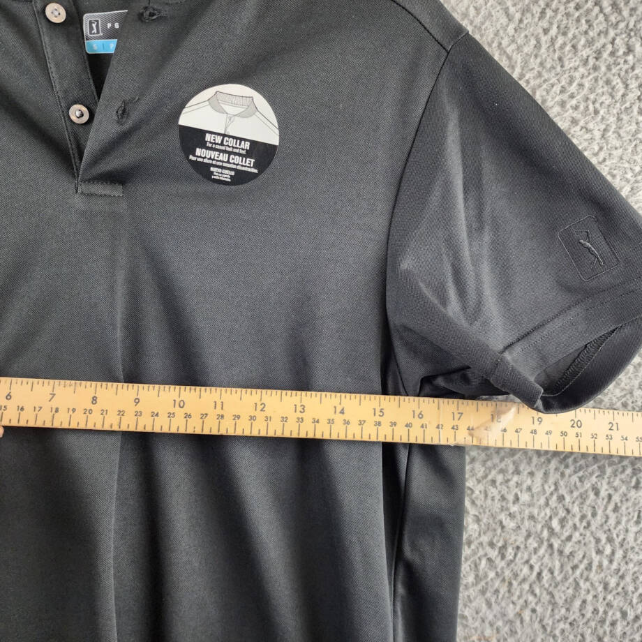 PGA TOUR Pique Golf Polo With New Casual Collar Men’s S Black Short Sleeves~