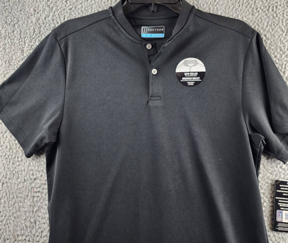 PGA TOUR Pique Golf New Casual Collar Polo Shirt Men’s S Black Short Sleeve