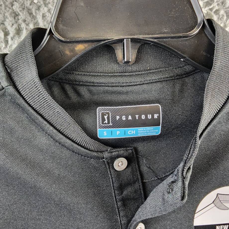 PGA TOUR Pique Golf New Casual Collar Polo Shirt Men’s S Black Short Sleeve