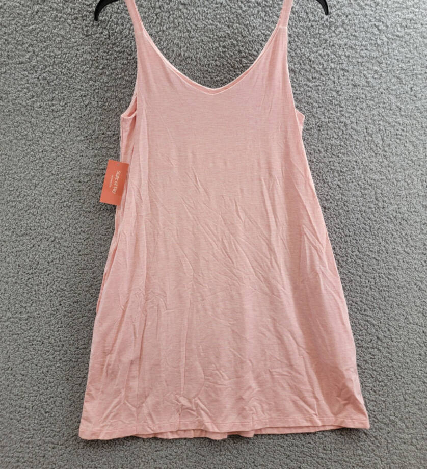 State of Day Fluid Knit Solid Tank Chemise Womens XS Soft Blush Heather Pullover
