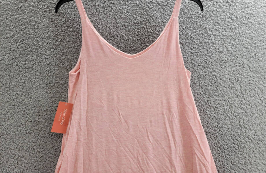 State of Day Fluid Knit Solid Tank Chemise Womens XS Soft Blush Heather Pullover