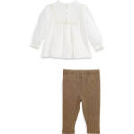 Ralph Lauren Voile Floral Top & Stretch Leggings Set Baby Girls' 9M White/Brown
