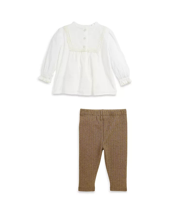 Ralph Lauren Voile Floral Top & Stretch Leggings Set Baby Girls' 9M White/Brown
