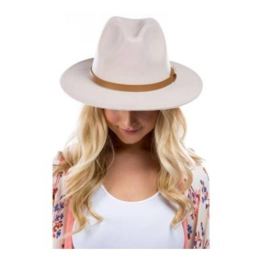 Marcus Adler Faux Leather Knotted Band Wool Blend Felt Hat Women's O/S Bone