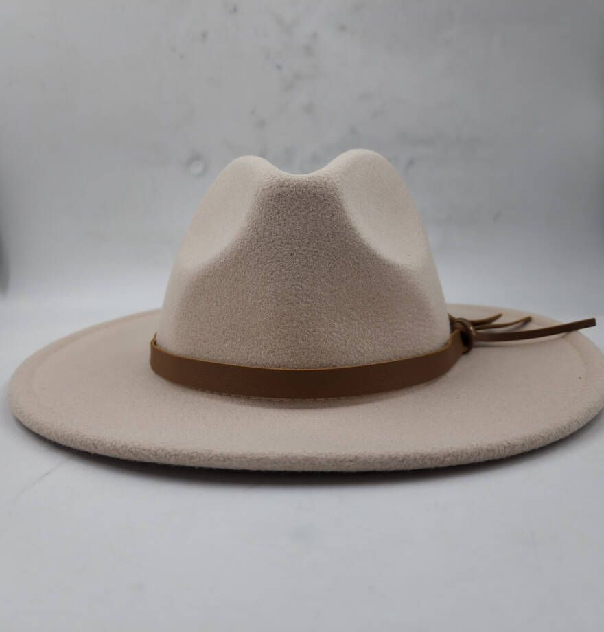 Marcus Adler Faux Leather Knotted Band Wool Blend Felt Hat Women's O/S Bone