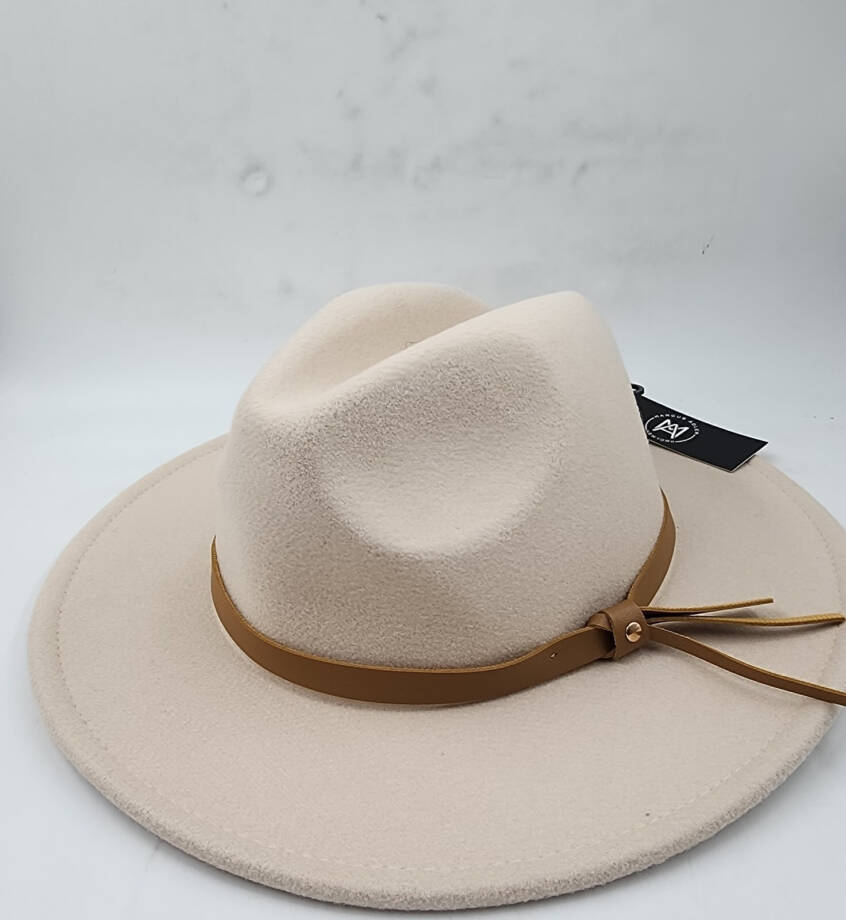 Marcus Adler Faux Leather Knotted Band Wool Blend Felt Hat Women's O/S Bone