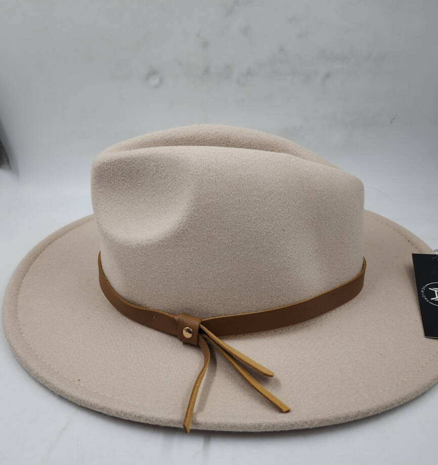 Marcus Adler Faux Leather Knotted Band Wool Blend Felt Hat Women's O/S Bone