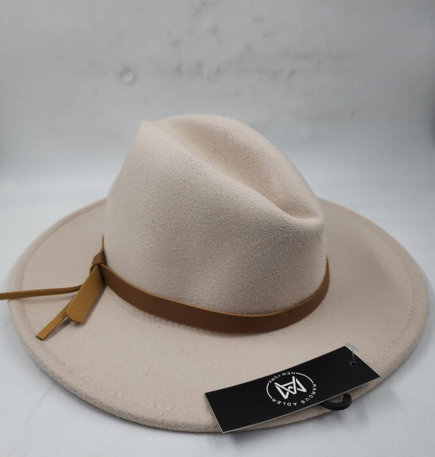 Marcus Adler Faux Leather Knotted Band Wool Blend Felt Hat Women's O/S Bone