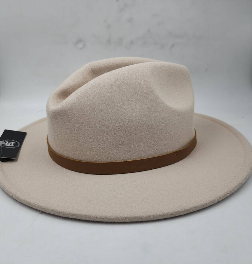 Marcus Adler Faux Leather Knotted Band Wool Blend Felt Hat Women's O/S Bone