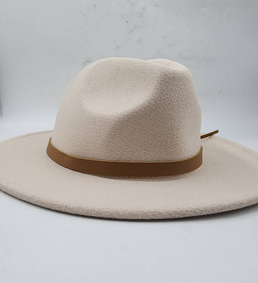 Marcus Adler Faux Leather Knotted Band Wool Blend Felt Hat Women's O/S Bone