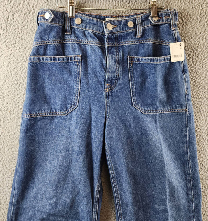 Free People We the Free Palmer Cuffed Jeans Women's 28 Tunnel Vision Zip Closure