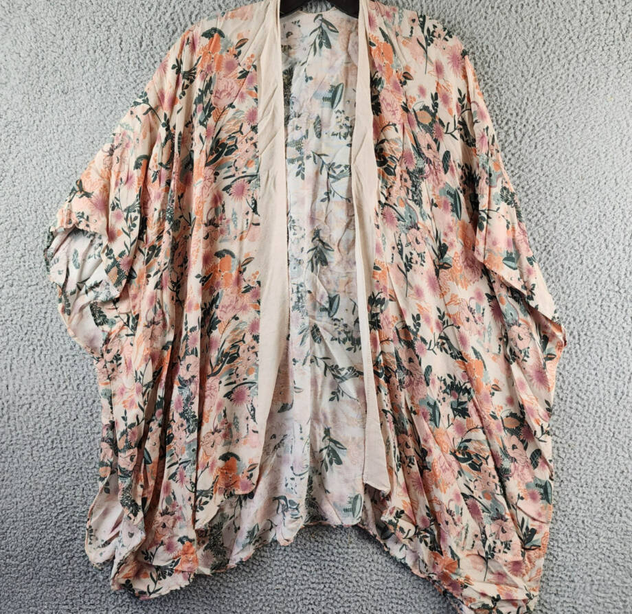 Marcus Adler Floral Open Front Kimono Wrap Women's One Size Multicolored