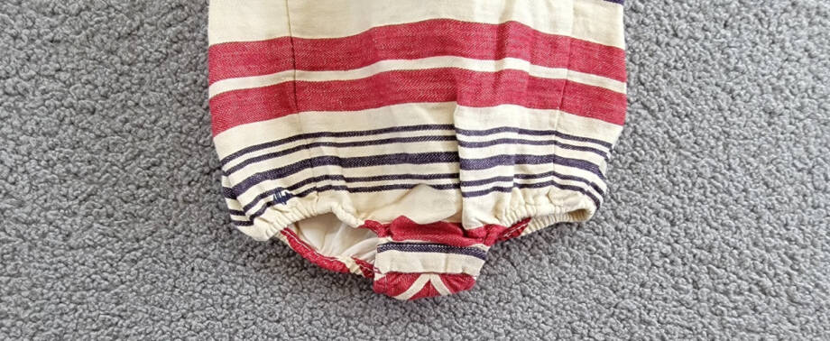 Ralph Lauren Linen Striped Bubble Shortalls & Hat Set Baby Boys 12M Multi Snap