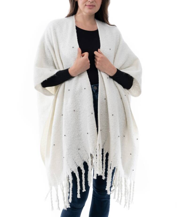 I.N.C. International Concepts Open Embellished Wrap Sweater Women's OS Ivory