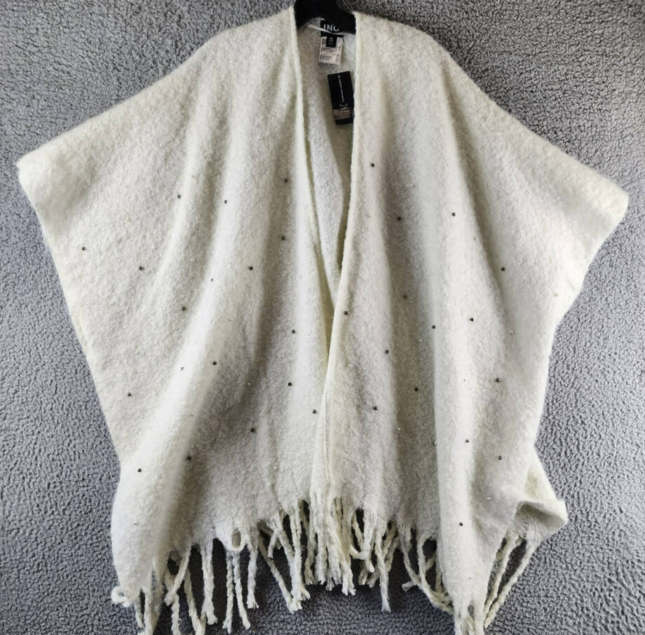 I.N.C. International Concepts Open Embellished Wrap Sweater Women's OS Ivory