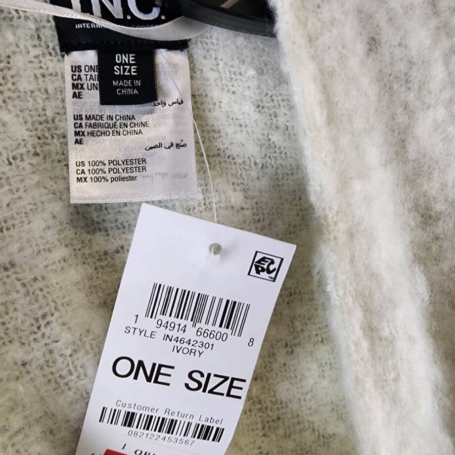 I.N.C. International Concepts Open Embellished Wrap Sweater Women's OS Ivory