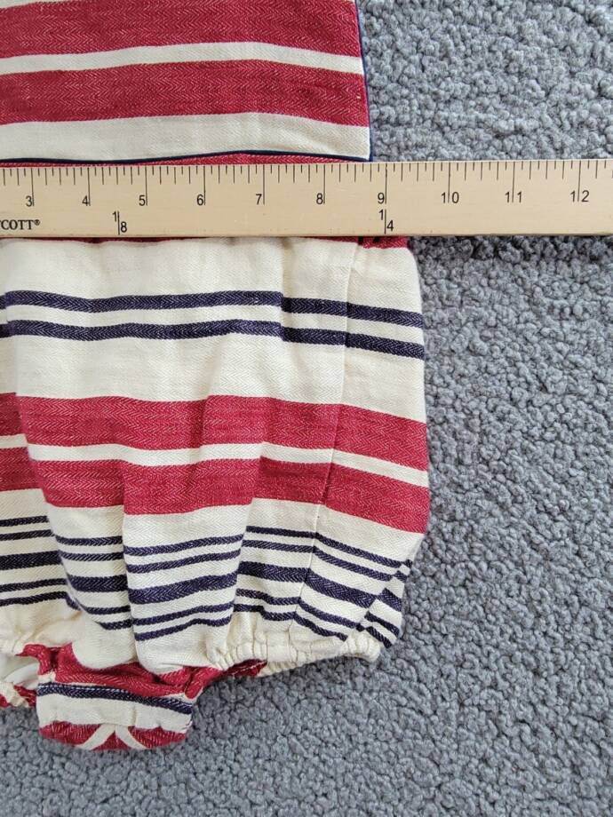 Ralph Lauren Linen Striped Bubble Shortalls & Hat Set Baby Boys 12M Multi Snap