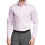 Calvin Klein Steel Plus Regular Fit Modern Pin Cord Dress Shirt Men's L Lilac