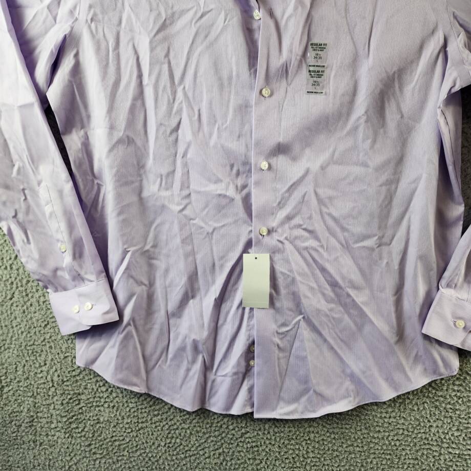 Calvin Klein Steel Plus Regular Fit Modern Pin Cord Dress Shirt Men's L Lilac