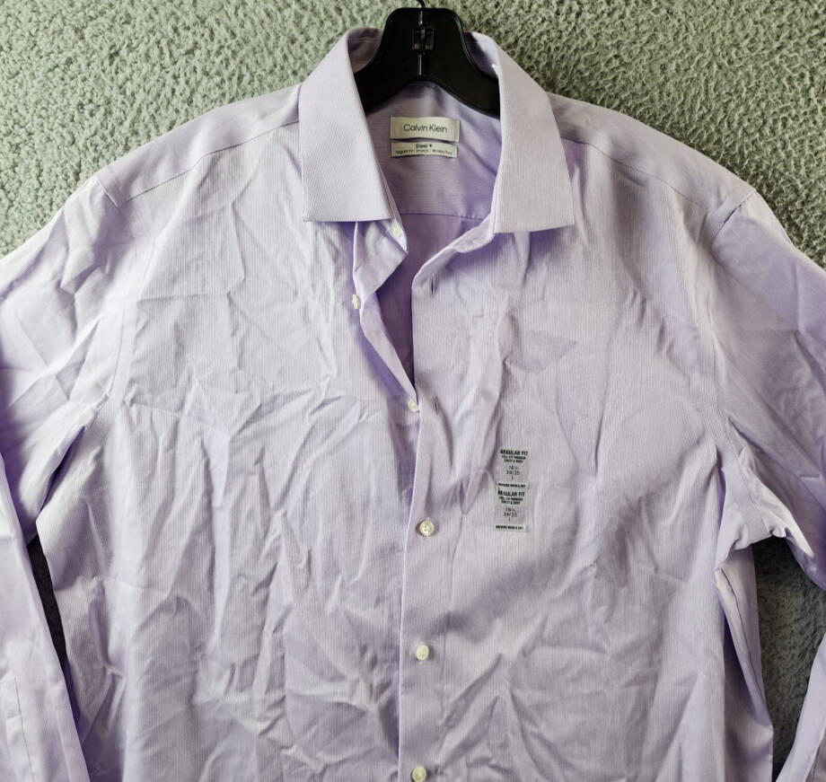 Calvin Klein Steel Plus Regular Fit Modern Pin Cord Dress Shirt Men's L Lilac