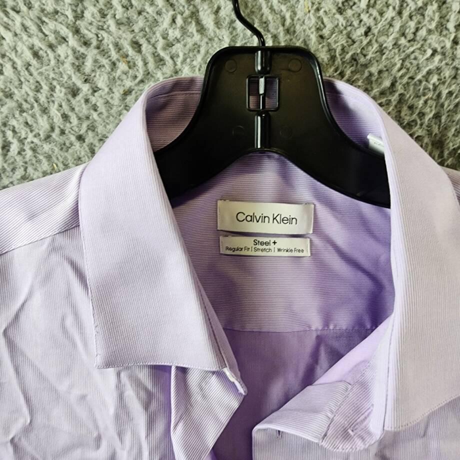 Calvin Klein Steel Plus Regular Fit Modern Pin Cord Dress Shirt Men's L Lilac
