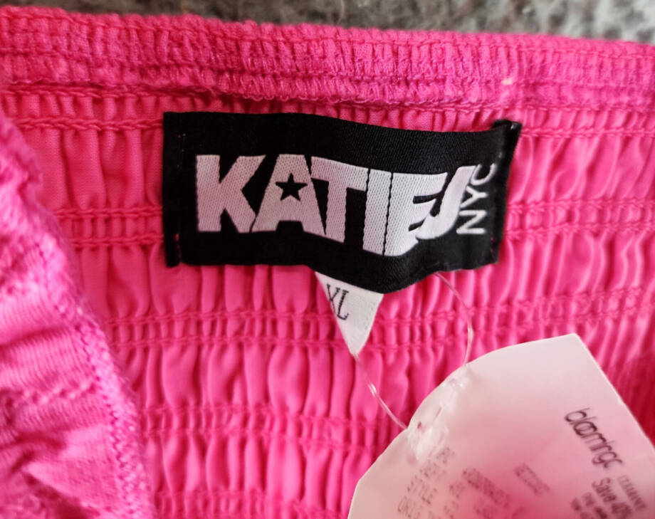 KatieJ NYC Joanna Smocked Crop Top Girls' XL Neon Pink Square Neckline Pullover~
