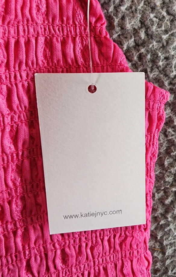 KatieJ NYC Joanna Smocked Crop Top Girls' XL Neon Pink Square Neckline Pullover~
