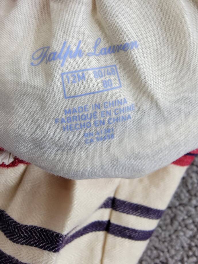 Ralph Lauren Linen Striped Bubble Shortalls & Hat Set Baby Boys 12M Multi Snap