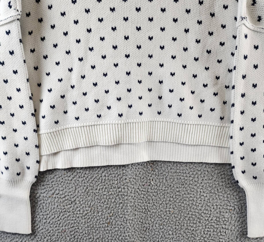 Free People Easy Street Patterned Crop Mock Sweater Women's S White Navy Combo~