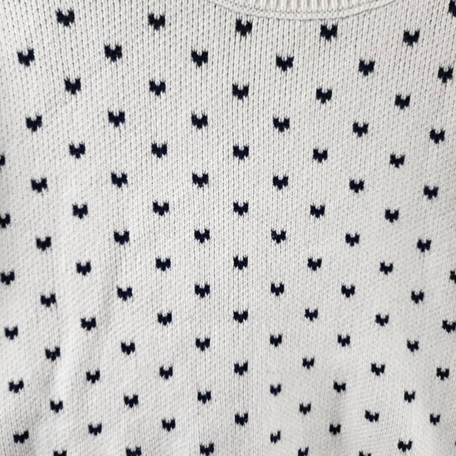 Free People Easy Street Patterned Crop Mock Sweater Women's S White Navy Combo~