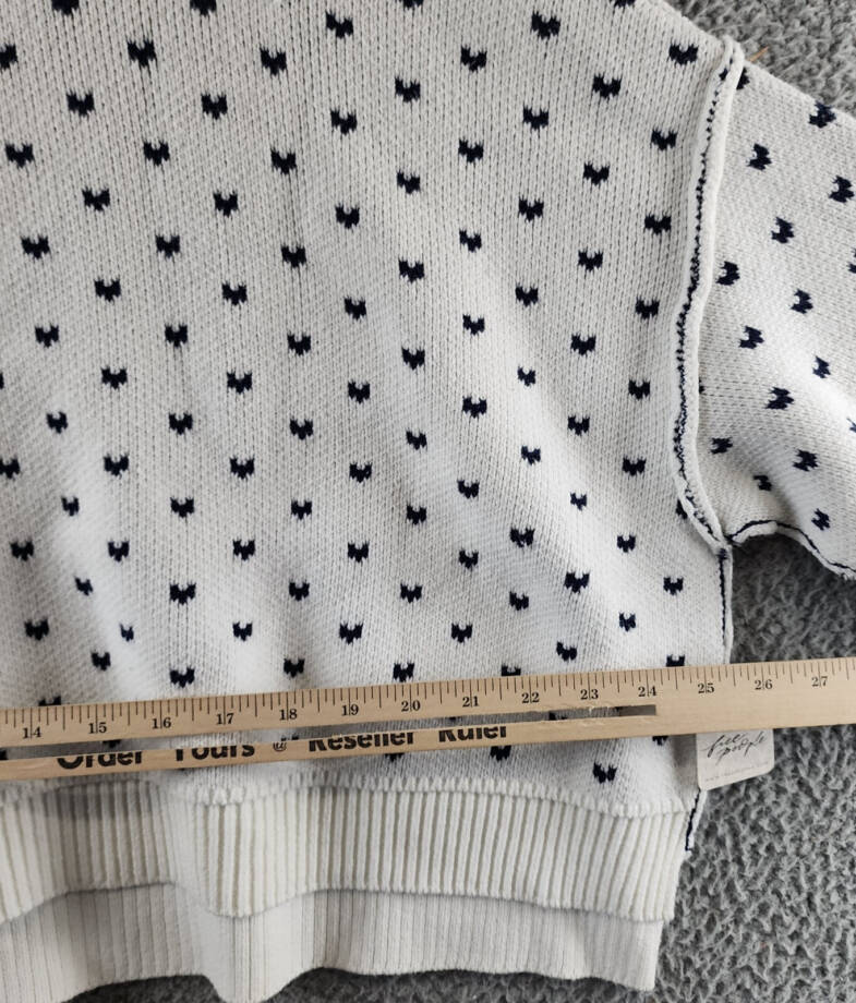 Free People Easy Street Patterned Crop Mock Sweater Women's S White Navy Combo~