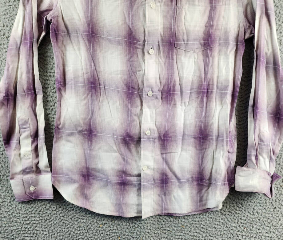 Vince Mirage Classic Fit Plaid Long-Sleeve Button Up Shirt Men's S Purple/White