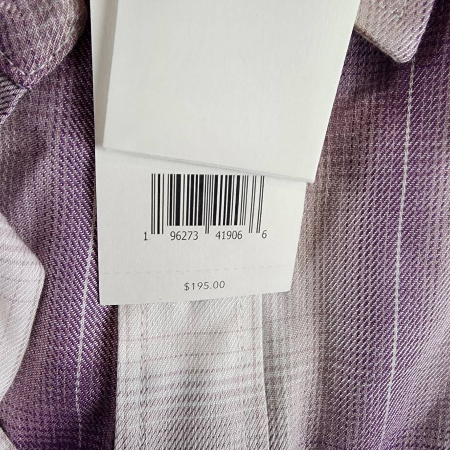 Vince Mirage Classic Fit Plaid Long-Sleeve Button Up Shirt Men's S Purple/White