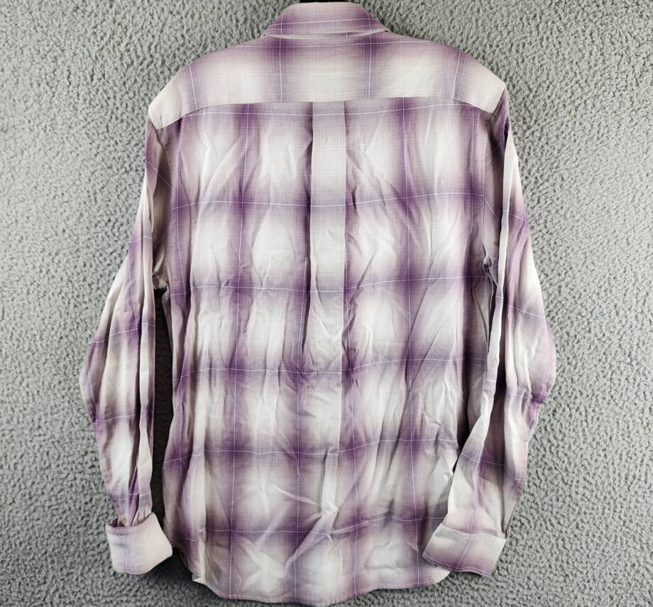 Vince Mirage Classic Fit Plaid Long-Sleeve Button Up Shirt Men's S Purple/White