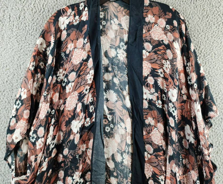 MARCUS ADLER Parker Floral Kimono Wrap Women's One Size brown Multi 3/4 Sleeve