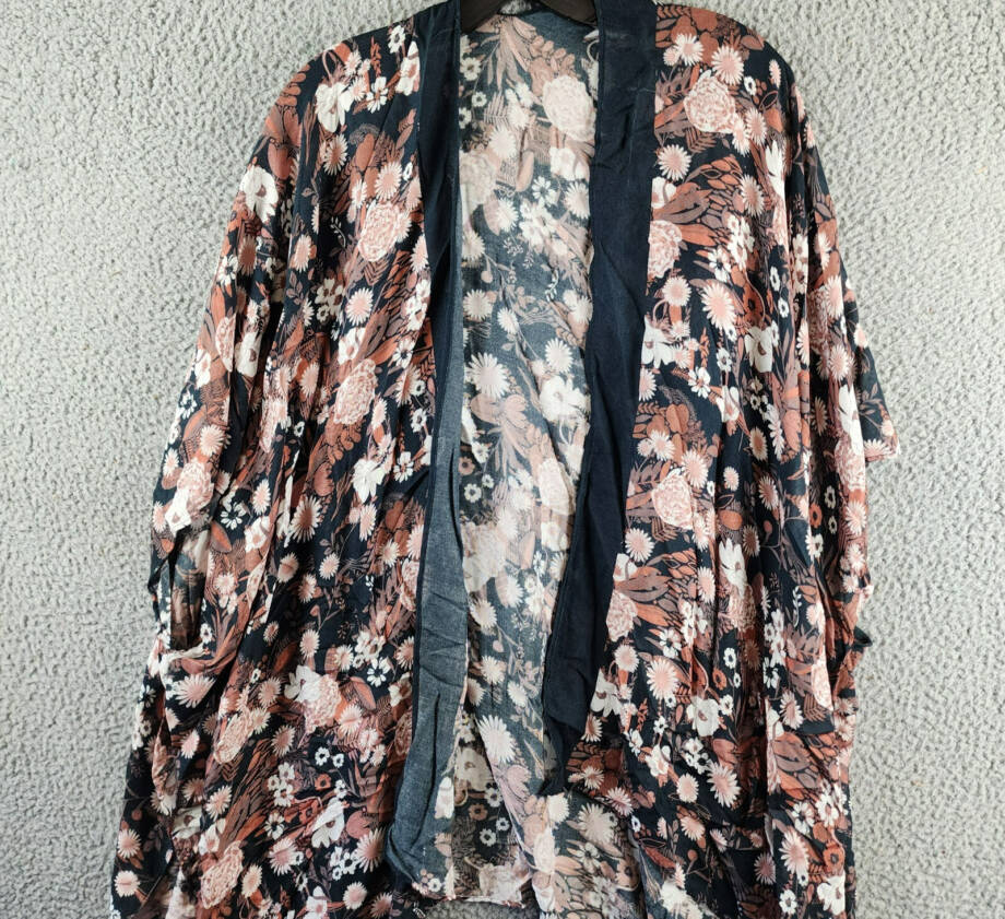 MARCUS ADLER Parker Floral Kimono Wrap Women's One Size brown Multi 3/4 Sleeve