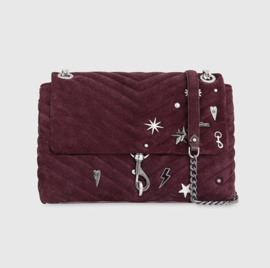 Rebecca Minkoff Edie Suede Flap Shoulder With Celestial Studs Women OS Garnet