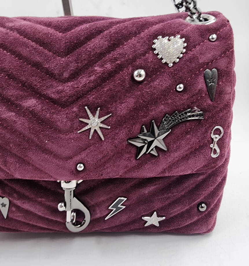 Rebecca Minkoff Edie Suede Flap Shoulder With Celestial Studs Women OS Garnet