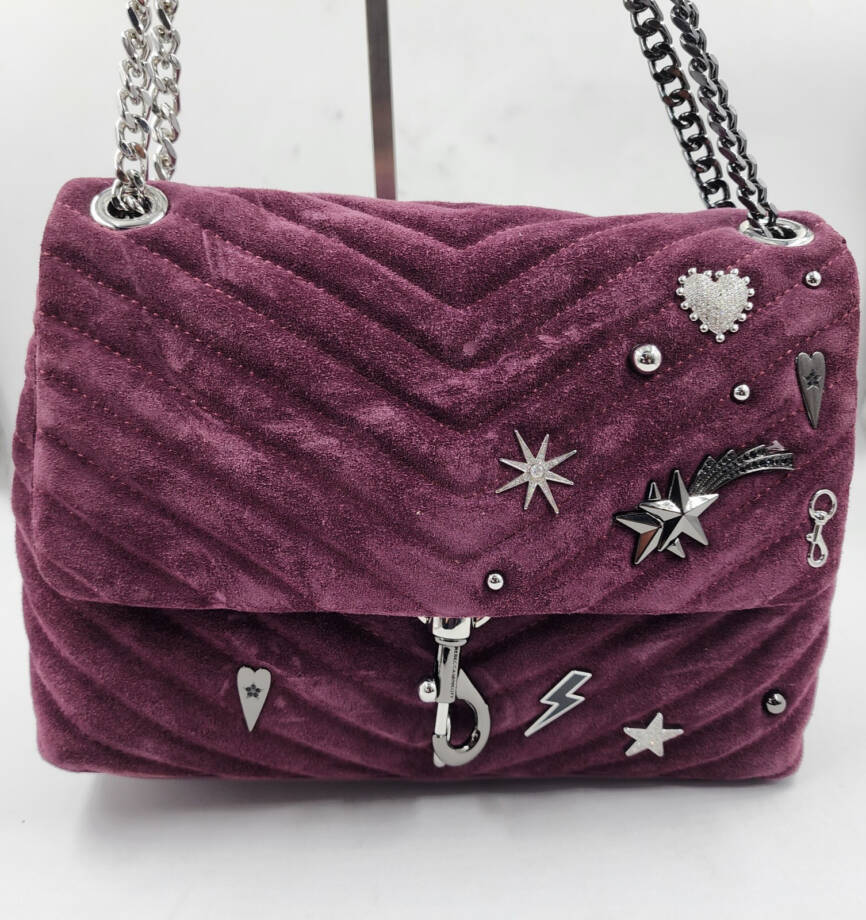 Rebecca Minkoff Edie Suede Flap Shoulder With Celestial Studs Women OS Garnet