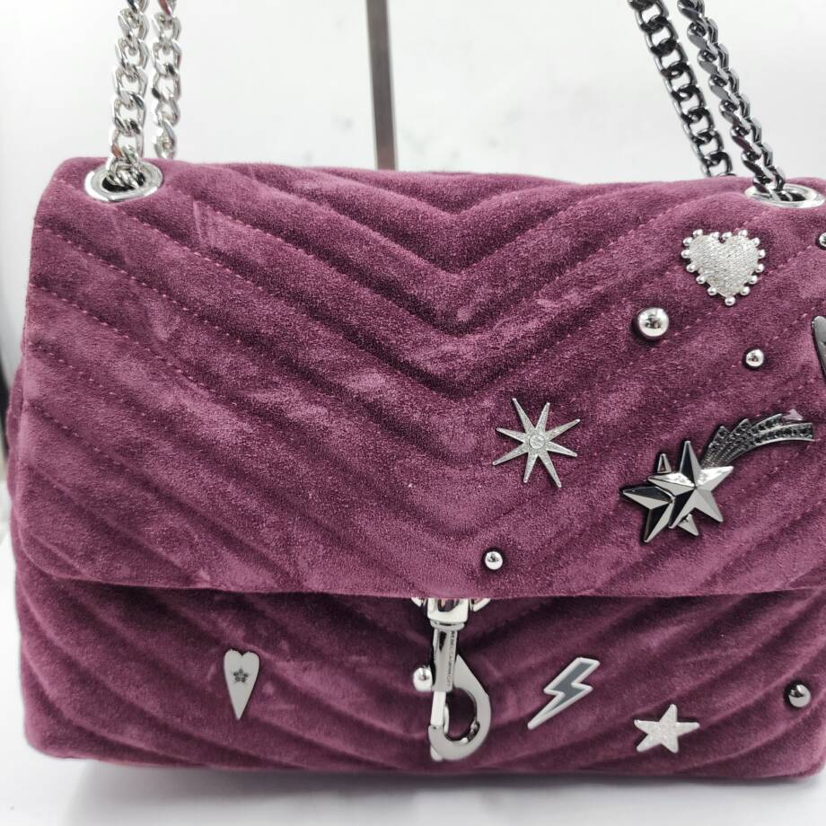 Rebecca Minkoff Edie Suede Flap Shoulder With Celestial Studs Women OS Garnet