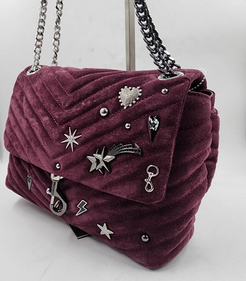 Rebecca Minkoff Edie Suede Flap Shoulder With Celestial Studs Women OS Garnet