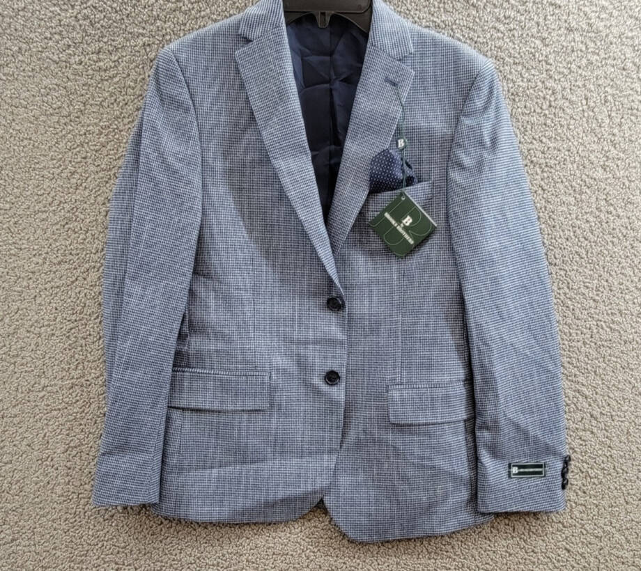 B By Brooks Brothers Classic Stretch Suit Jacket Big Boys 14R Navy Button Front