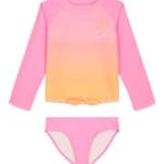 Calvin Klein Dip Dye Effect Rashguard Set Swimsuit Big Girls XL Pink Frosting