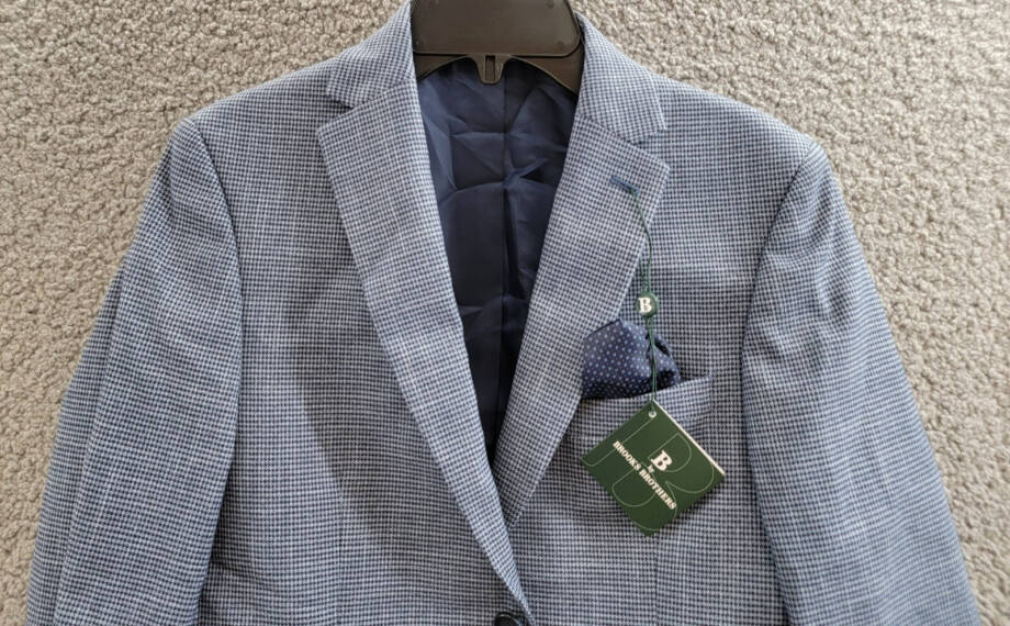 B By Brooks Brothers Classic Stretch Suit Jacket Big Boys 14R Navy Button Front