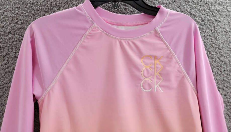 Calvin Klein Dip Dye Effect Rashguard Set Swimsuit Big Girls XL Pink Frosting