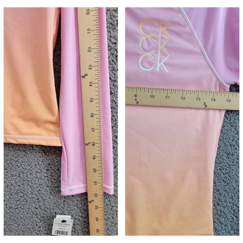 Calvin Klein Dip Dye Effect Rashguard Set Swimsuit Big Girls XL Pink Frosting