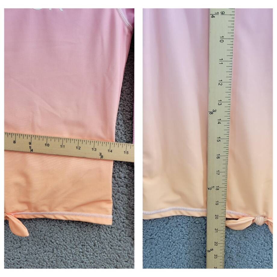 Calvin Klein Dip Dye Effect Rashguard Set Swimsuit Big Girls XL Pink Frosting