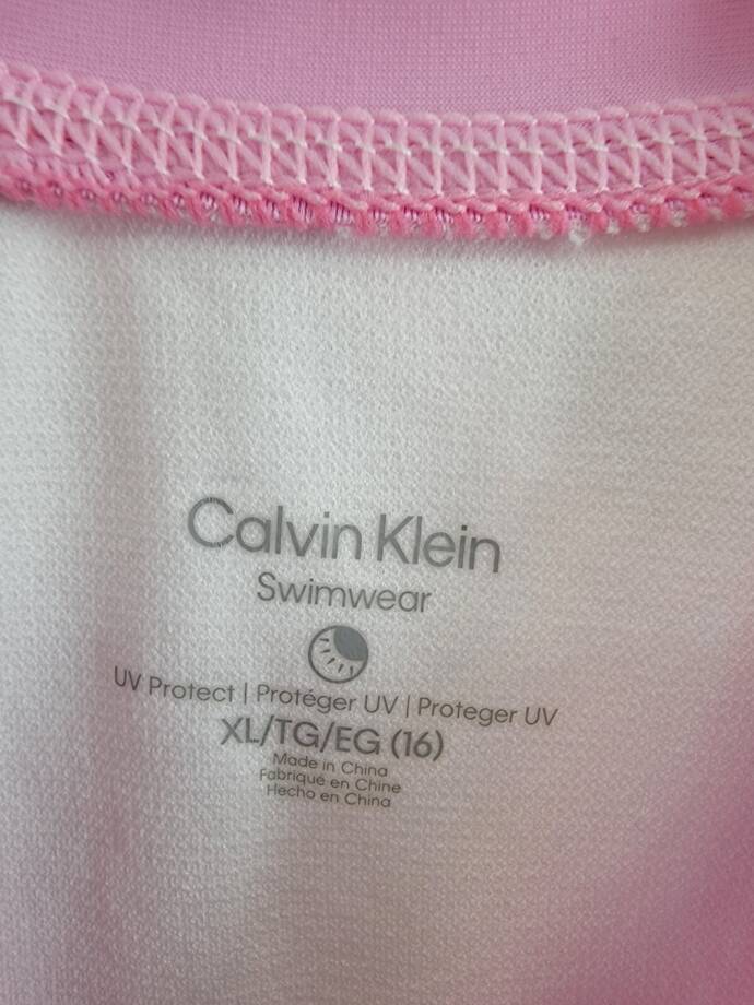 Calvin Klein Dip Dye Effect Rashguard Set Swimsuit Big Girls XL Pink Frosting